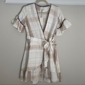 Lulus Moon River Mini Linen Wrap Easter Dress